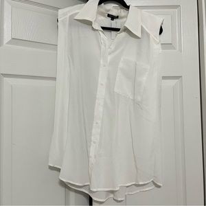 Shoulder Pad Button Front Chiffon Tank